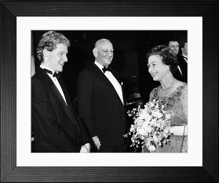 Framed Print : Rory Bremner Impressionist on left with commentator Brian Johnston Framed Print : Rory Bremner Impressionist on left with commentator Brian Johnston