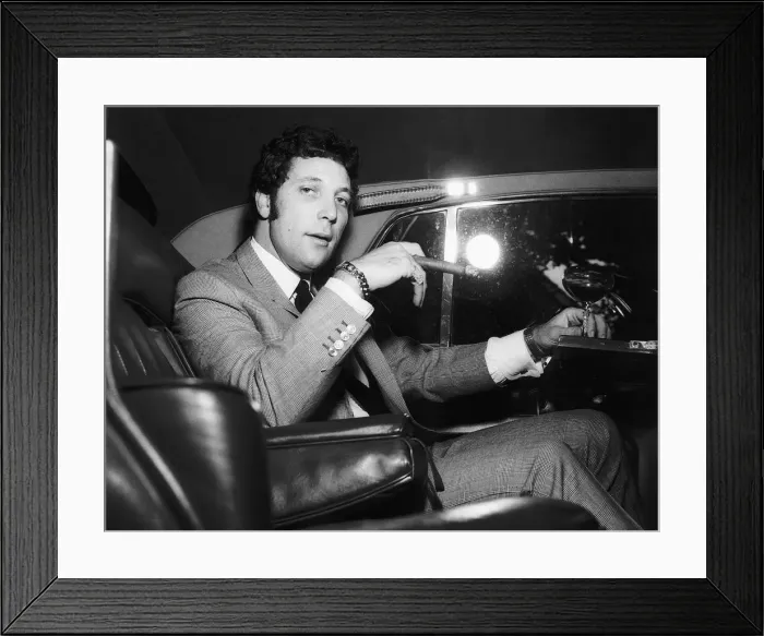 Framed Print : Tom Jones Singer on his way to Luton in a Car Circa 1971 Framed Print : Tom Jones Singer on his way to Luton in a Car Circa 1971
