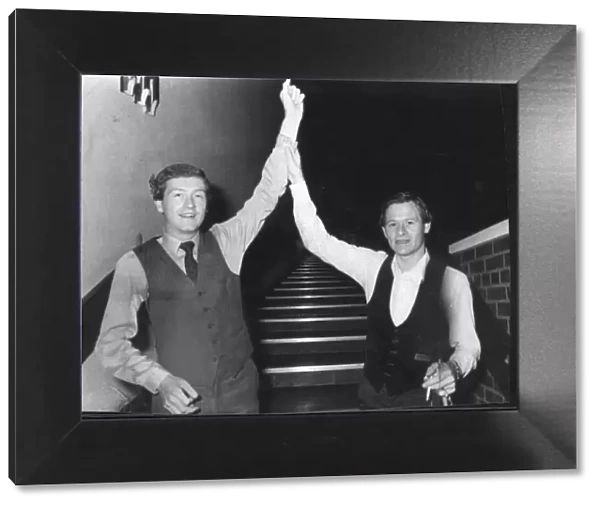 Snooker players Steve Davis and Alex Higgins October 1981 standing at bottom
