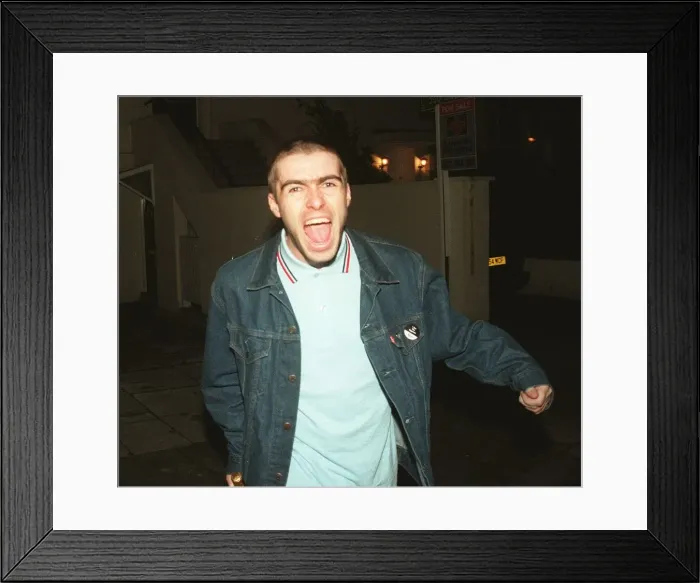 Framed Print : Liam Gallagher leaves home with new short hair style Framed Print : Liam Gallagher leaves home with new short hair style