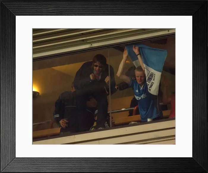 Framed Print : Liam Gallagher Oasis singer May 1999 celebrates Manchester Citys division one Framed Print : Liam Gallagher Oasis singer May 1999 celebrates Manchester Citys division one