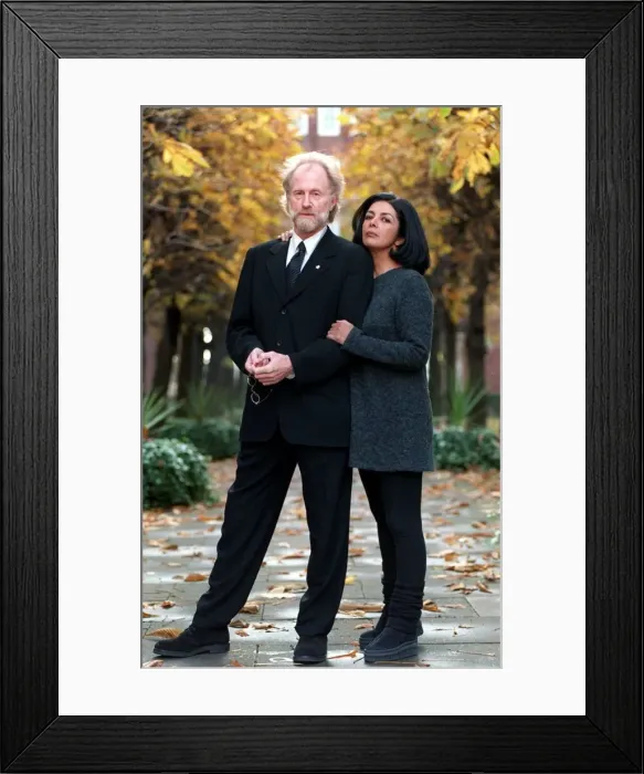 Framed Print : Andrew Loog Oldham former Rolling Stones Manager with wife Esther Farfan in November 1998