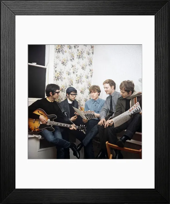 Framed Print : Pop group Manfred Mann in Alpha studios during 1964 rehearsal of 54321 for Thank Framed Print : Pop group Manfred Mann in Alpha studios during 1964 rehearsal of 54321 for Thank