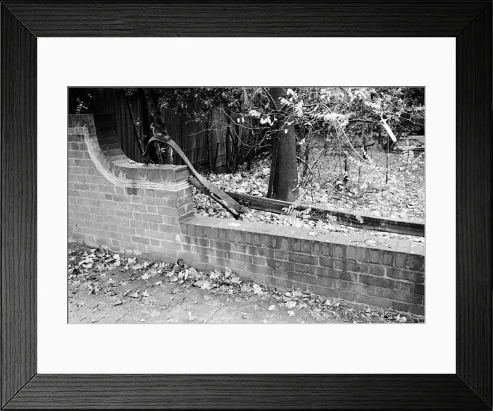 Framed Print : V2 Rocket incident near Palmers Green Station. A twisted piece of ralway track hit