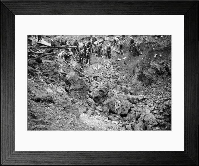 Framed Print : V2 Rocket incident near Palmers Green Station. Crater made by the rocket after Framed Print : V2 Rocket incident near Palmers Green Station. Crater made by the rocket after