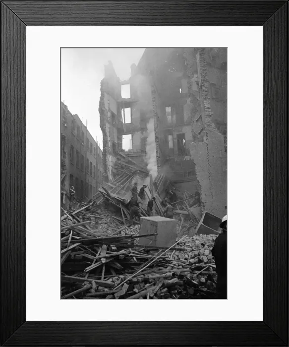Framed Print : V2 Rocket incident at Middlesex St, Aldgate East. OPS wrecked Norwegian Naval College Framed Print : V2 Rocket incident at Middlesex St, Aldgate East. OPS wrecked Norwegian Naval College
