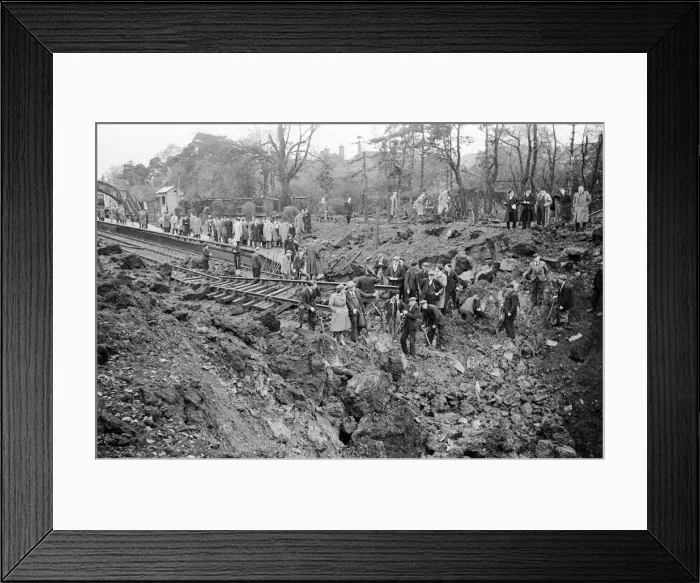 Framed Print : V2 Rocket incident near Palmers Green Station. Crater made by the rocket after