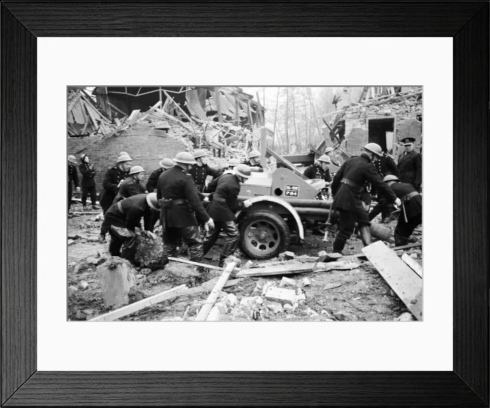Framed Print : V2 Rocket incident at Waltham Abbey. Fractured water and gas mains 7th March 1945 Framed Print : V2 Rocket incident at Waltham Abbey. Fractured water and gas mains 7th March 1945