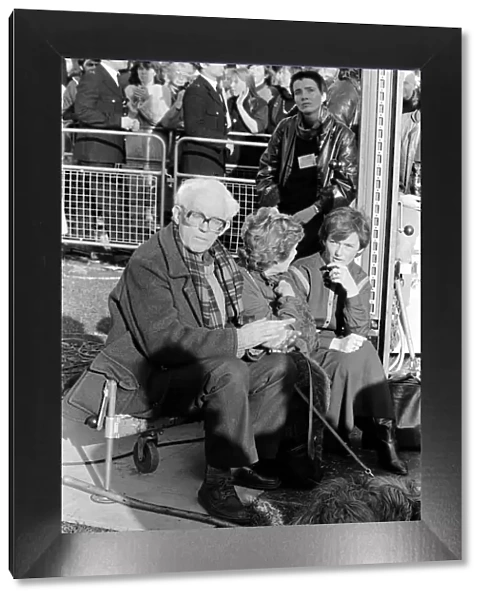 Labour leader Michael Foot at a Campaign for Nuclear Disarmament Rally in London