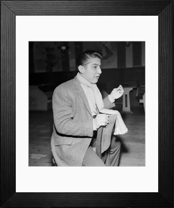 Framed Print : Sixteen year old Canadian singer songwriter Paul Anka pictured rehearsing for his