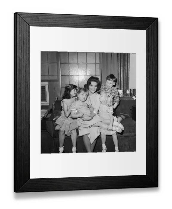 Framed Print : American singer Connie Francis pictured with her adopted children Framed Print : American singer Connie Francis pictured with her adopted children