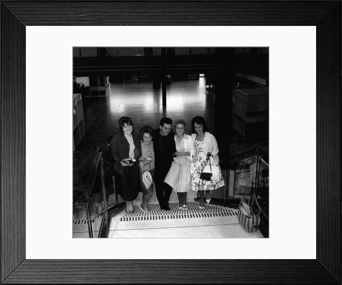 Framed Print : Singer Eden Kane with some of his admiring fans. He came to fame briefly in the early Framed Print : Singer Eden Kane with some of his admiring fans. He came to fame briefly in the early