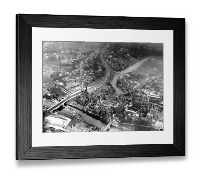 Framed Print : An aerial picture of the city of Durham showing the new Milborngate Bridge 20 April 1967