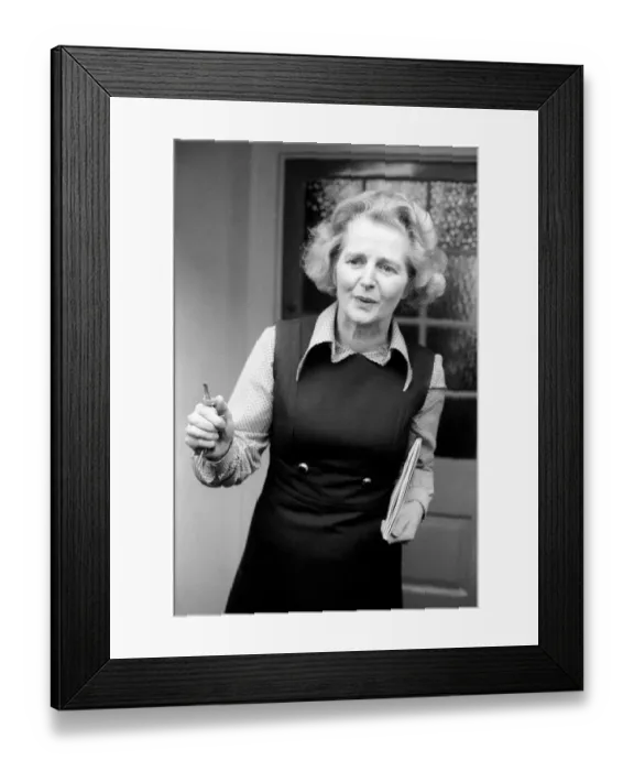 Framed Print : A clutch of newsmen gathered outside Margaret Thatcher Framed Print : A clutch of newsmen gathered outside Margaret Thatcher