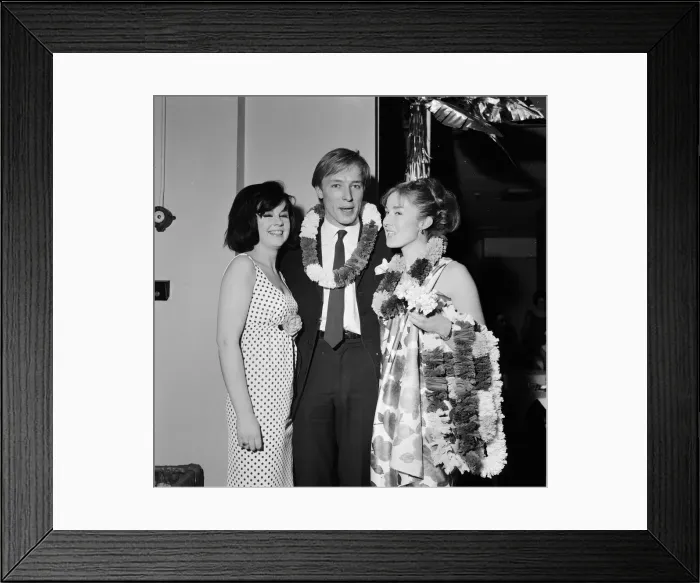 Framed Print : Honey Pop singer Mike Sarne with Vicki More and Jo Solari at a dance held by Honey Framed Print : Honey Pop singer Mike Sarne with Vicki More and Jo Solari at a dance held by Honey