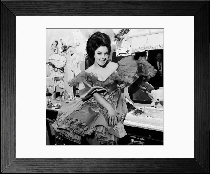 Framed Print : Actress and singer Susan Maughan, celebrates her 21st birthday in her dressing room Framed Print : Actress and singer Susan Maughan, celebrates her 21st birthday in her dressing room