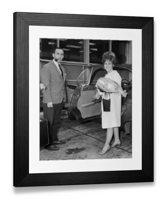 Framed Print : American pop singer Brenda Lee with Bob Newhart upon arrival at London airport