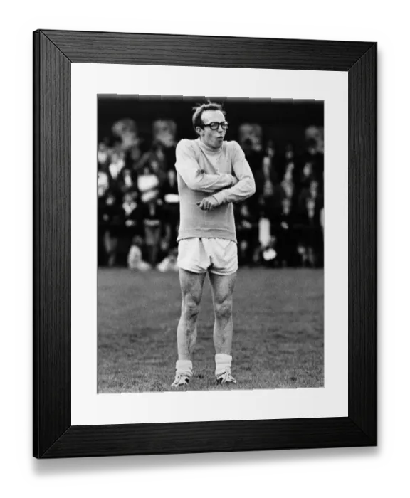 Framed Print : Nobby Stiles refereeing a charity match at Oswestry. 26th May 1968