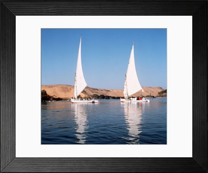 Framed Print : Egypt - Aswan - Nile boats sailing on the Nile Framed Print : Egypt - Aswan - Nile boats sailing on the Nile