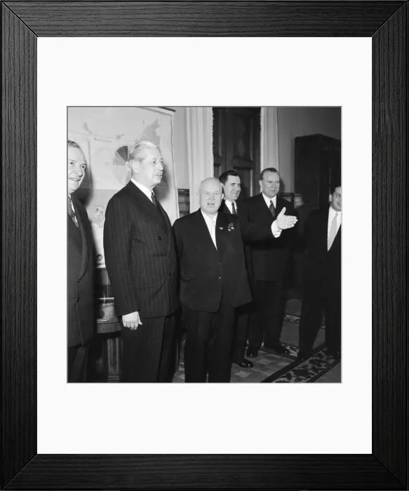 Framed Print : l-r Selwyn Lloyd, Harold MacMillan, Kruschev, Gromyko and Jacob Malik at Kremlin Framed Print : l-r Selwyn Lloyd, Harold MacMillan, Kruschev, Gromyko and Jacob Malik at Kremlin