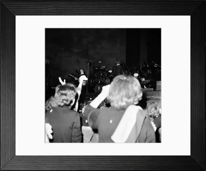 Framed Print : The Beatles Autumn Tour of Great Britain. The band performing on stage in Framed Print : The Beatles Autumn Tour of Great Britain. The band performing on stage in