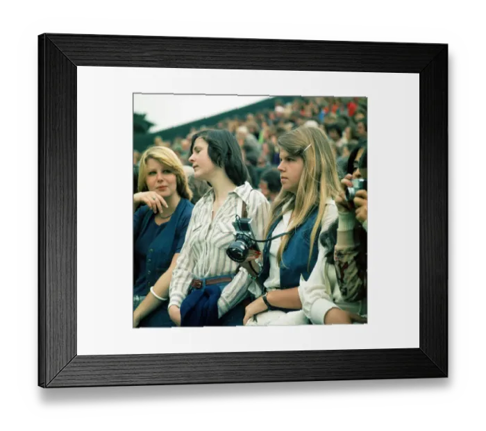 Framed Print : Female fans watching Bjorn Borg at Wimbledon 1975. Local Caption watscan