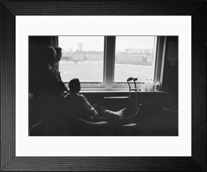 Framed Print : Colin Cowdrey out of hospital watching cricket at The Oval with Leslie Ames Framed Print : Colin Cowdrey out of hospital watching cricket at The Oval with Leslie Ames