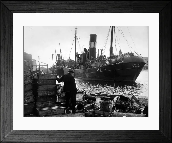 Framed Print : Trawler at Cardiff Docks. Dated 10th May 1956 Framed Print : Trawler at Cardiff Docks. Dated 10th May 1956