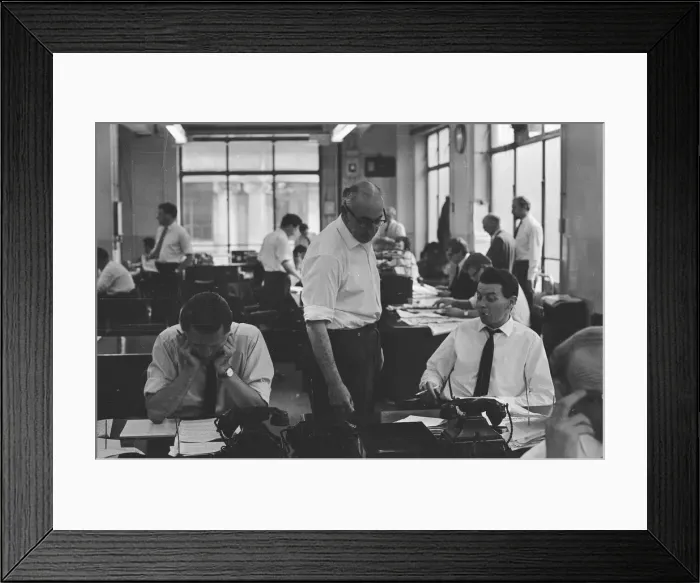 Framed Print : Busy scenes on the Daily Herald news desk, 1964 Framed Print : Busy scenes on the Daily Herald news desk, 1964