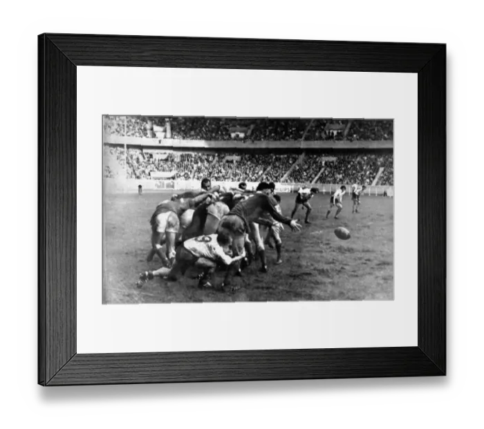 Framed Print : Sport - Rugby - France v Wales - 18th January 1975 - Mervyn Davies clears the ball as