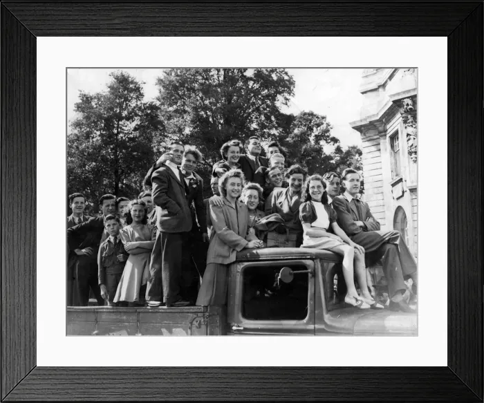 Framed Print : War - World War II - Cardiff - VE Day - Victory Day - These young people use a lorry as a Framed Print : War - World War II - Cardiff - VE Day - Victory Day - These young people use a lorry as a