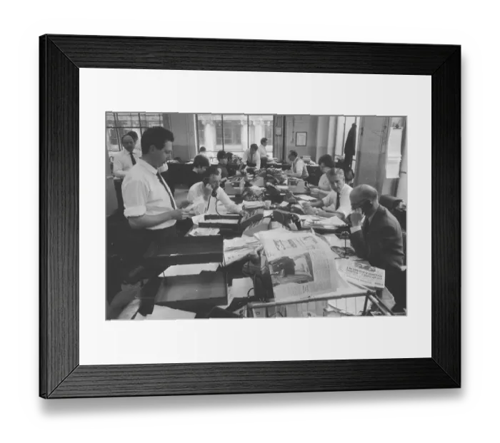 Framed Print : Busy scenes on the Daily Herald news desk, 1964 Framed Print : Busy scenes on the Daily Herald news desk, 1964