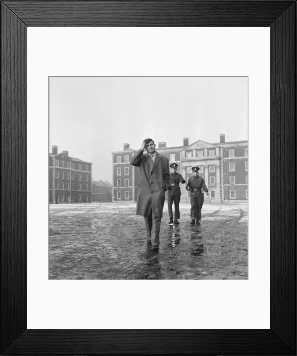Framed Print : British pop singer Terry Dene atthe entrance to Winchester Barracks before starting his Framed Print : British pop singer Terry Dene atthe entrance to Winchester Barracks before starting his