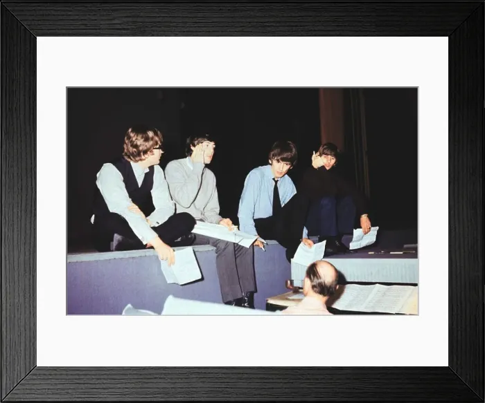 Framed Print : British pop group The Beatles rehearsing at London palladium for