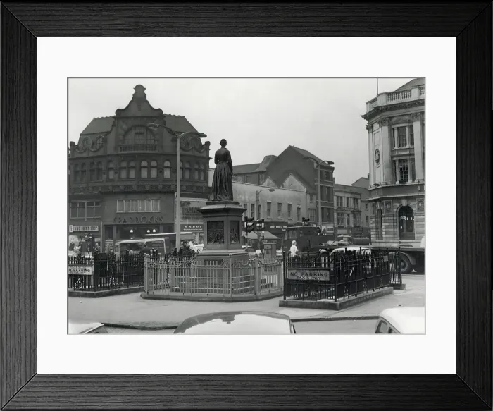 Framed Print : The centre of Walsall and the sister dora statue. 1966 Framed Print : The centre of Walsall and the sister dora statue. 1966