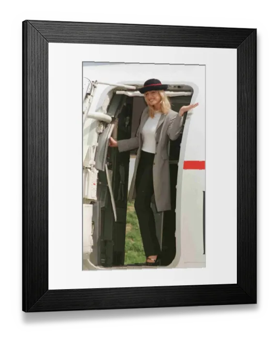 Framed Print : Dani Behr inspecting Concorde at British Airways Heathrow base prior to the start of