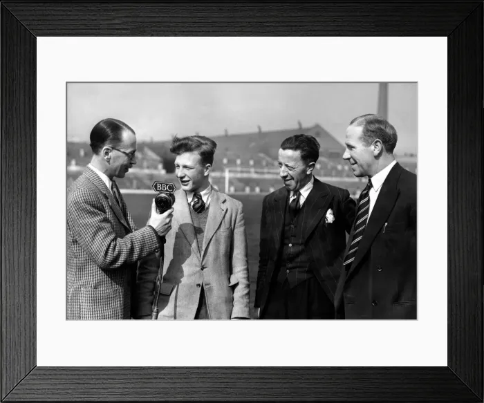 Framed Print : 16 year old Jeff Whitefoot making a BBC recording at Old Trafford for Childrens Newsreel