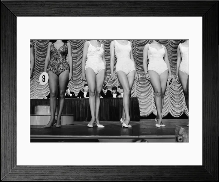 Framed Print : Participants in the Miss Margate National Bathing Beauty Contest stand in front of Framed Print : Participants in the Miss Margate National Bathing Beauty Contest stand in front of