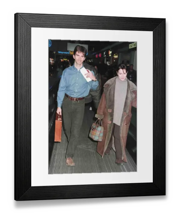 Framed Print : Racing Driver Damon Hill and wife leaving Heathrow for New York on Concorde ***