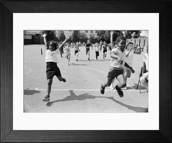 Framed Print : Children of Bardley School in Ladbrooke Grove, in training on the school playground for Framed Print : Children of Bardley School in Ladbrooke Grove, in training on the school playground for