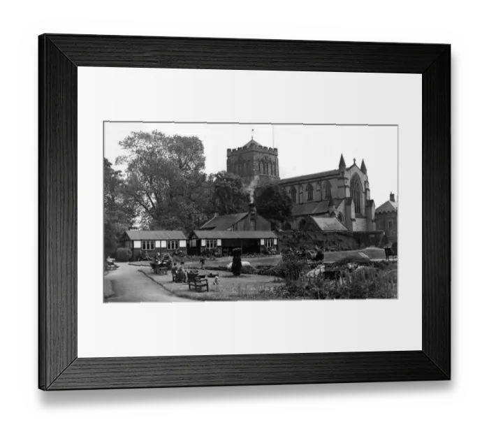 Framed Print : A view of Hexham Abbey as seen from the gardens and bowling green adjoining the Abbey Framed Print : A view of Hexham Abbey as seen from the gardens and bowling green adjoining the Abbey