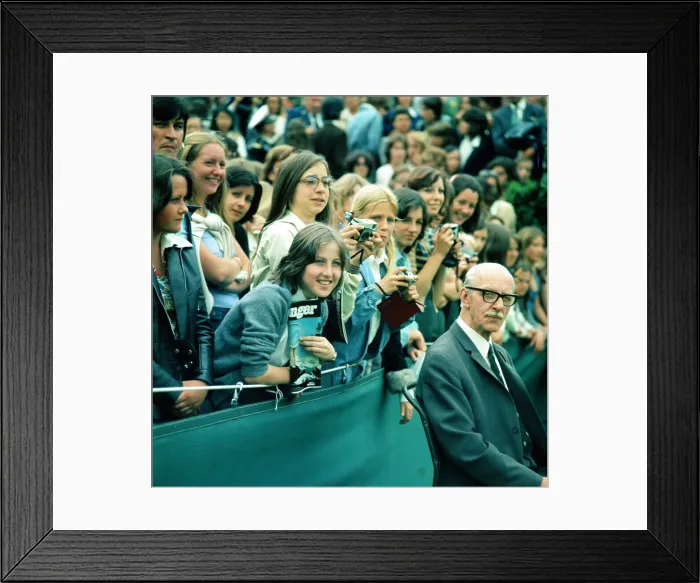 Framed Print : Female fans watching Bjorn Borg at Wimbledon 1975. Local Caption watscan Framed Print : Female fans watching Bjorn Borg at Wimbledon 1975. Local Caption watscan