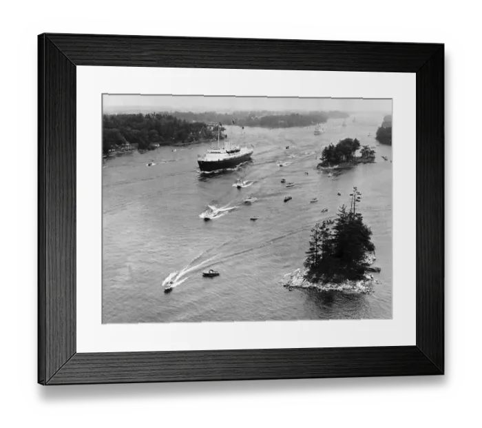 Framed Print : The Royal Yacht Britannia on St Lawrence river on the Canadian border during the Royal Framed Print : The Royal Yacht Britannia on St Lawrence river on the Canadian border during the Royal