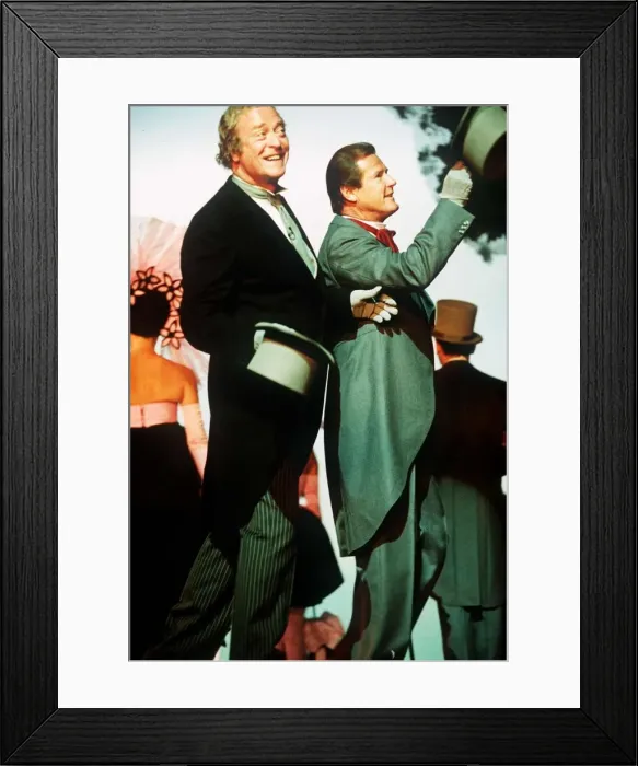Framed Print : Roger Moore Film Actor with Michael Caine at the Queen Mums 90th Birthday at the London