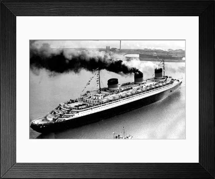 Framed Print : Ship Normandie leaving Le Havre to Southampton and New York on May 29, 1935 Framed Print : Ship Normandie leaving Le Havre to Southampton and New York on May 29, 1935