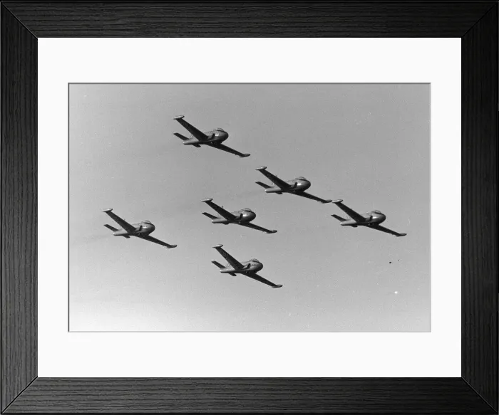 Framed Print : Aircraft Jet Provost trainers flying in formation at the SBAC Farnborough Air Show in Framed Print : Aircraft Jet Provost trainers flying in formation at the SBAC Farnborough Air Show in