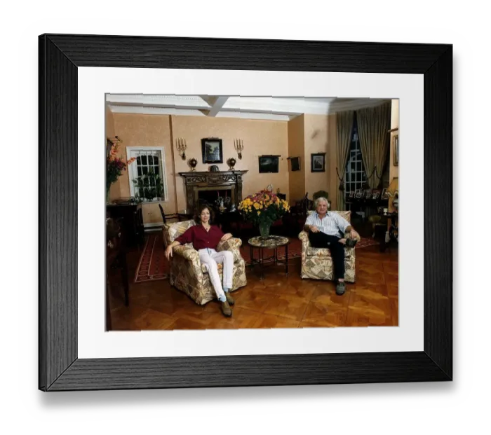 Framed Print : Jenny Seagrove and her Director boyfriend Michael Winner in their home relaxing