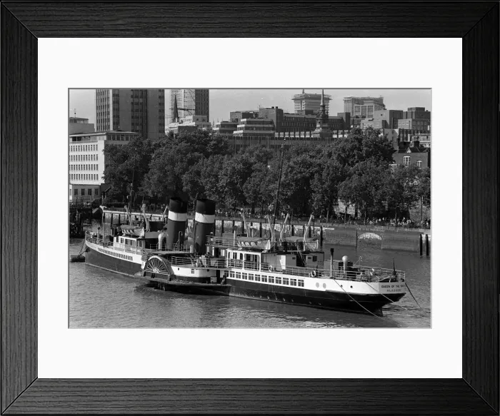 Framed Print : Paddle Staemer; Queen of the South August 1966 Paddle steamer visiting London seen