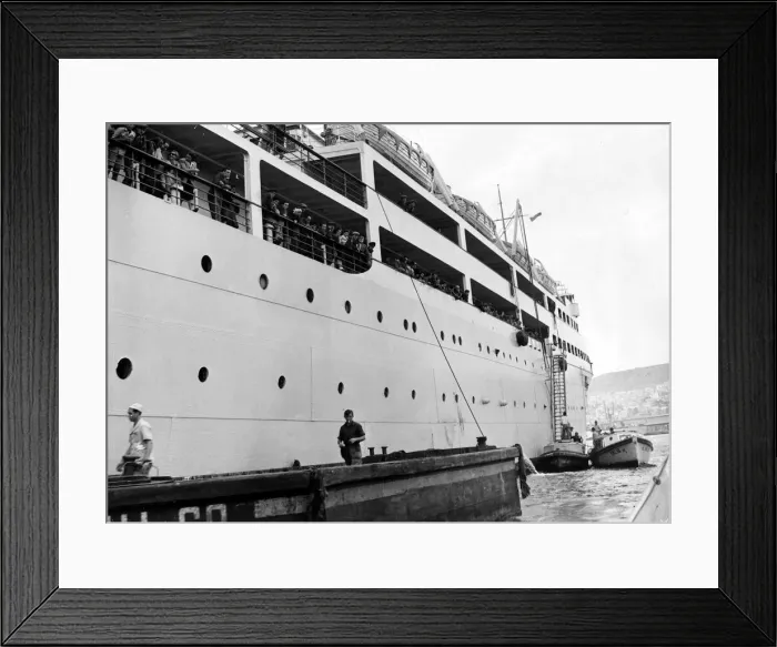 Framed Print : The Liner Transylvania brings refugees home to Israel. 1947 Framed Print : The Liner Transylvania brings refugees home to Israel. 1947