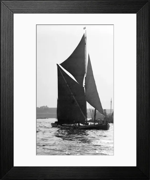 Framed Print : A traditional Thames barge seen here in the Lower Thames estuary circa 1935 Framed Print : A traditional Thames barge seen here in the Lower Thames estuary circa 1935